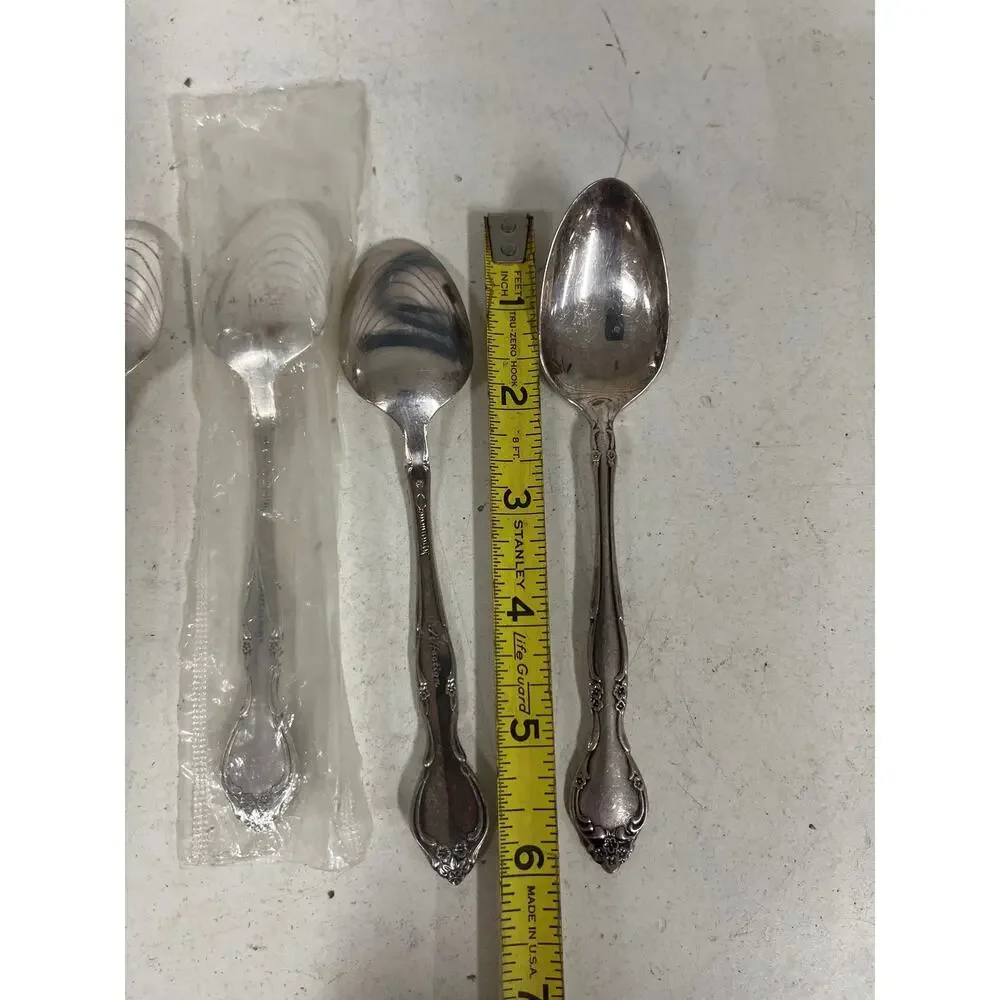 Lot of 6 1847 Rogers Bros. Flirtation Spoons Silverplate 6” Community Affection